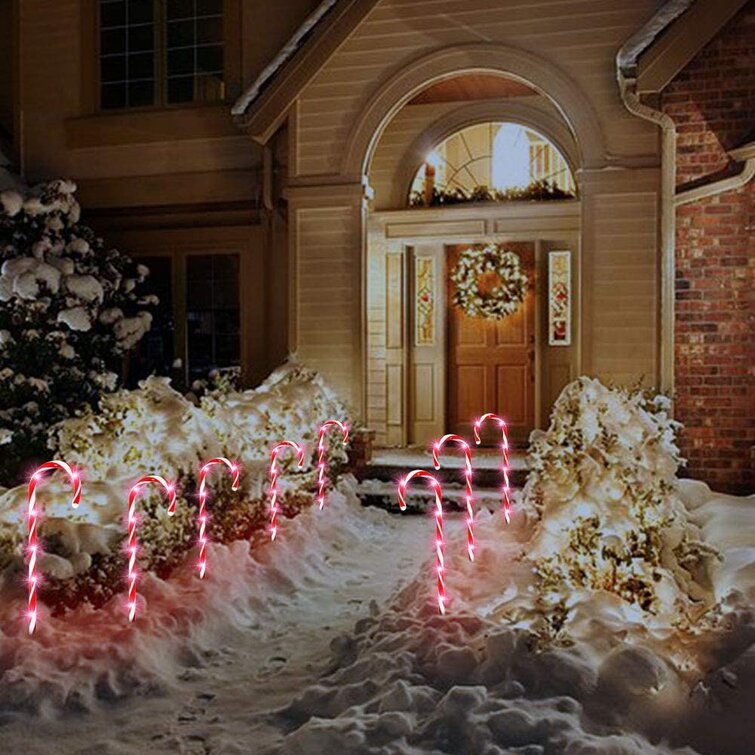 Christmas Cane Lights,Set of 4 Christmas Candy Cane Pathway Marker Lights for Outdoor Indoor Holiday Xmas Lawn Yard Party Decor 1 Set of 4