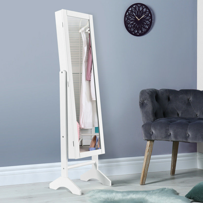 Winston Porter Wulfsige Free Standing Jewelry Armoire With Mirror