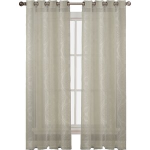 Diamante Damask Sheer Grommet Curtain Panels (Set of 2)