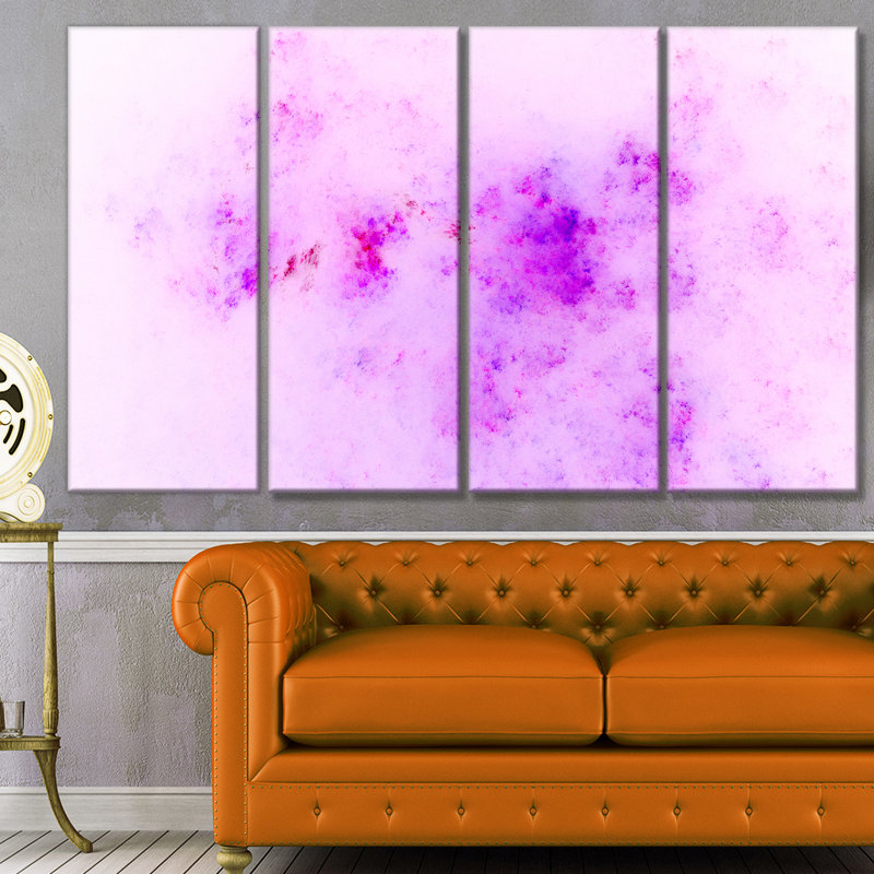 Designart Blur Light Pink Sky With Stars Painting Print Multi