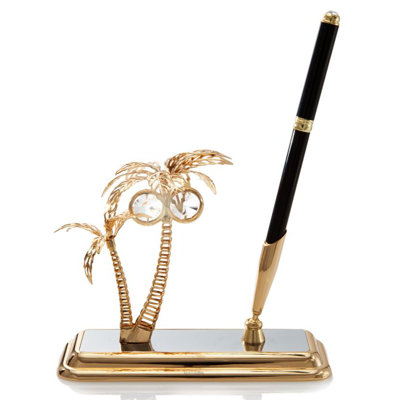 Palm Trees Pen Holder Matashi Crystal Color Gold Plated
