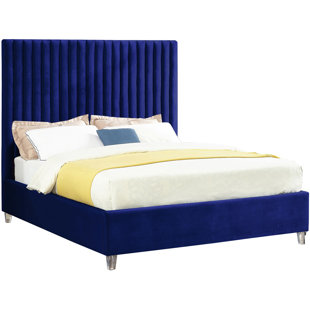 Modern Contemporary Navy Blue Upholstered Bed Allmodern Quickview Gray Navy