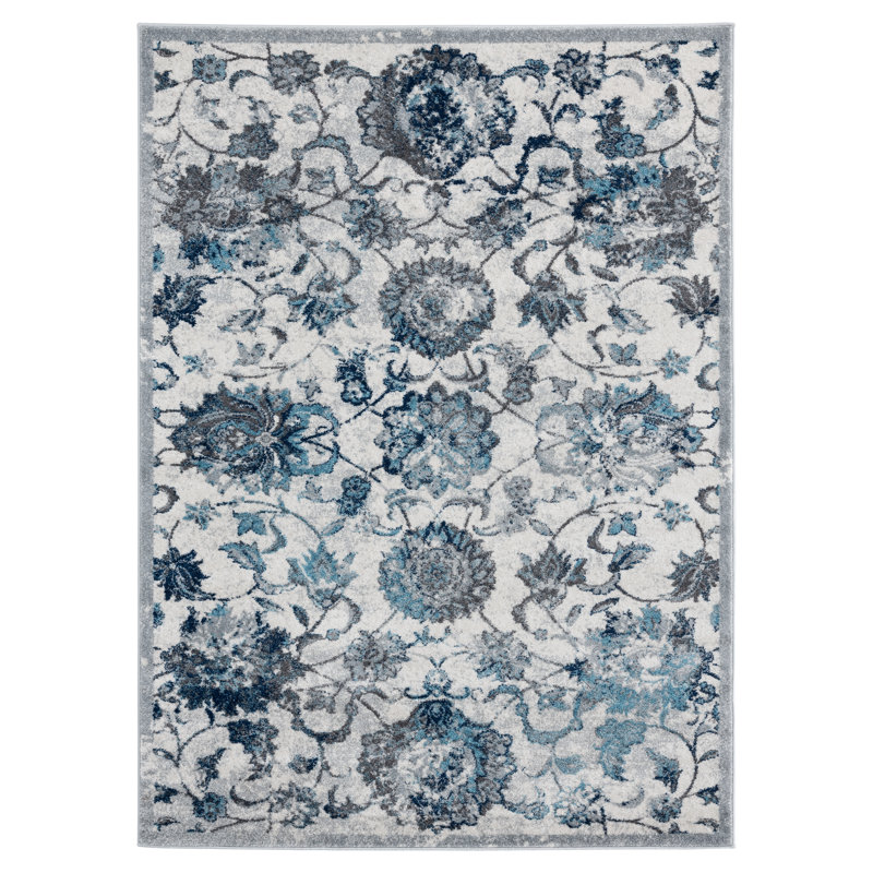 Charlton Home Bejou Gray/Blue/Ivory Area Rug Wayfair