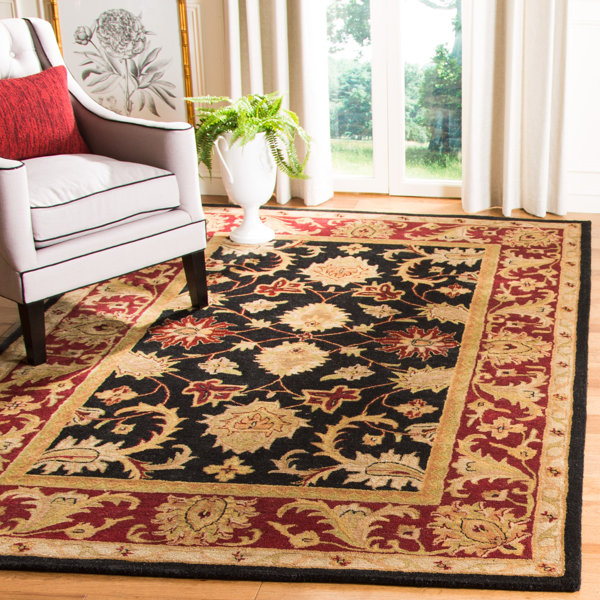 Charlton Home Bromley Oriental Handmade Tufted Wool Black Burgundy Area Rug Reviews Wayfair