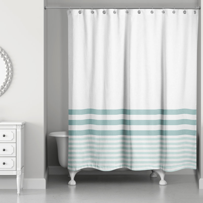 Maurine Stripes Single Shower Curtain Color: Teal