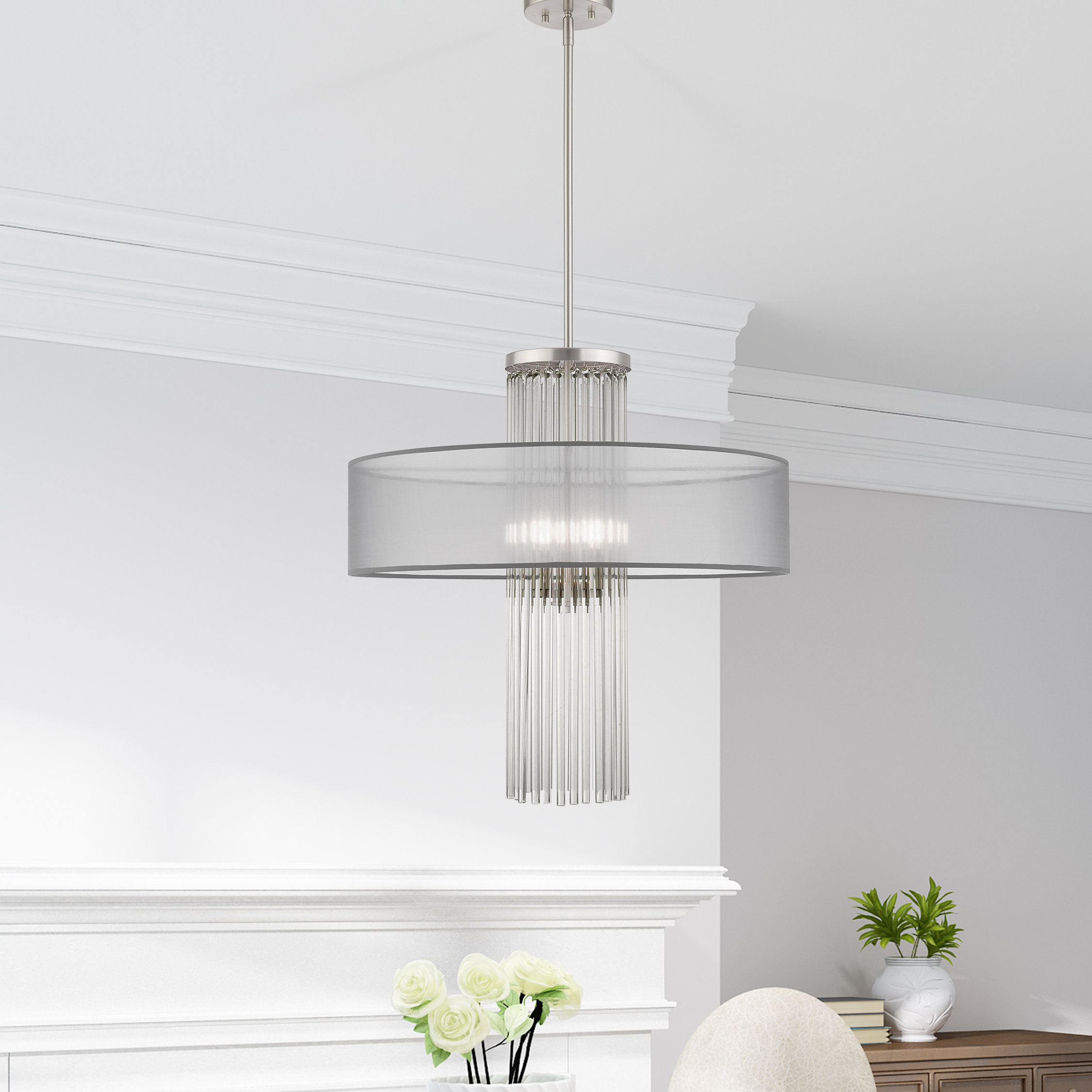 Mercer41 4 Light Unique Statement Drum Chandelier With Crystal Accents Wayfair