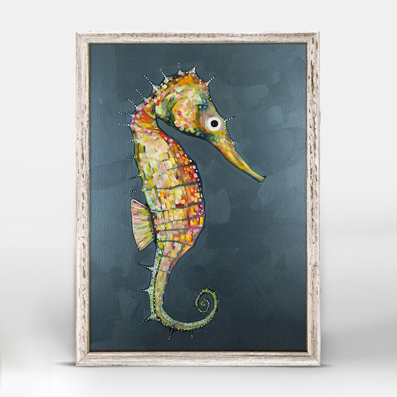 Wrought Studio Floating Seahorse Blue Picture Frame Acrylic