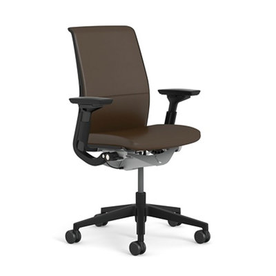 Think® Executive Chair Steelcase Upholstery: Elmosoft Leather - Chamois (L144), Frame Color: Seagull (7243)