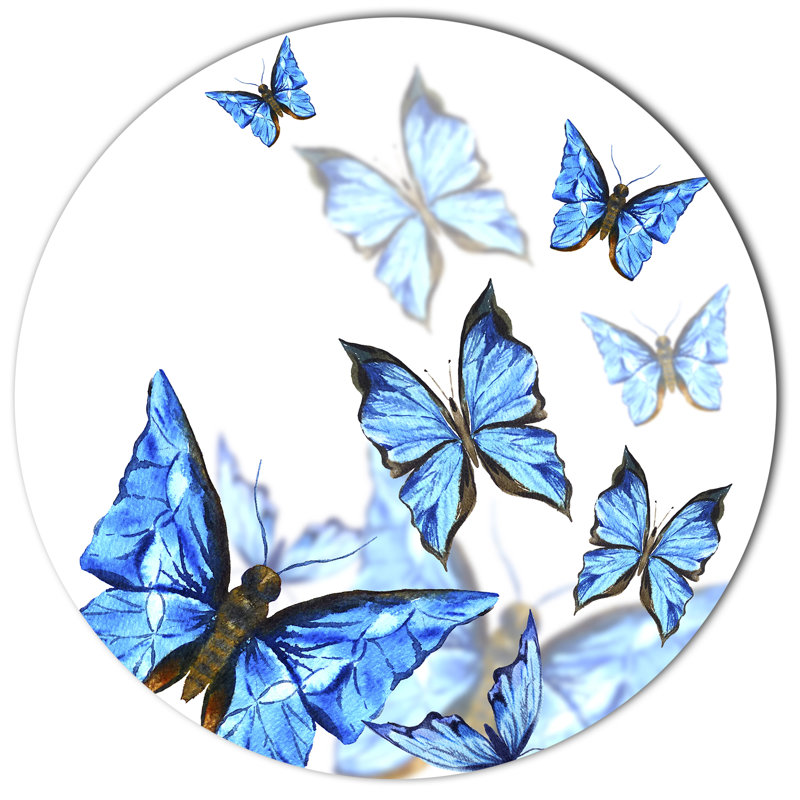 Designart Watercolor Butterflies On White Oil Painting Print On
