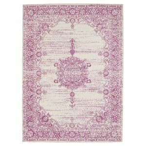 Zander Medallion Ivory/Purple Area Rug