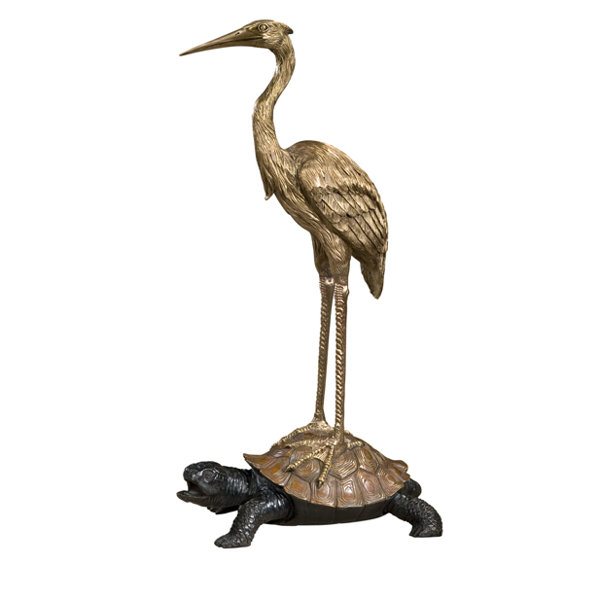 Theodore Alexander Symbolic Crane on Turtle Statue | Perigold