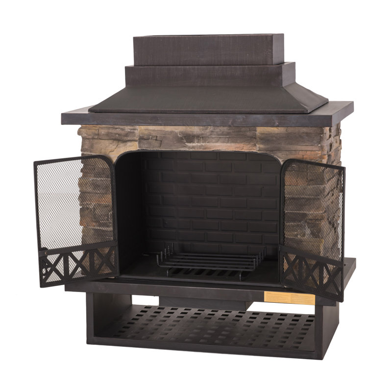 Darby Home Co Pirtle Steel Wood Burning Outdoor Fireplace