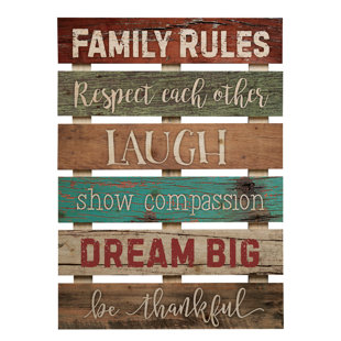 Family Rules Sign Wayfair Skid Sign Family Rules Wall Décor