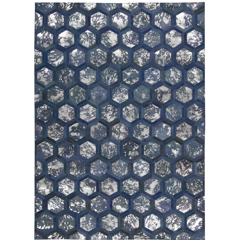 Michael Amini City Chic Geometric Hand Knotted Leather ...