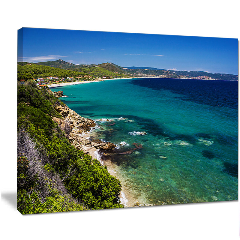 Designart Beautiful Greek Beach Of Sea Photographic Print On Wrapped Canvas Wayfair