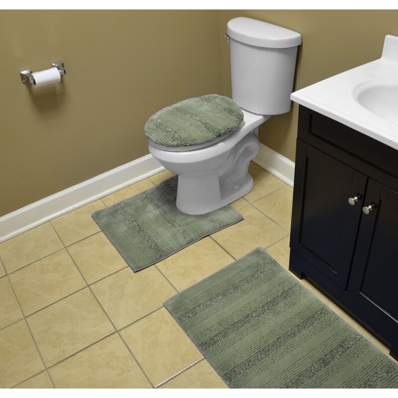 green bathroom rug set