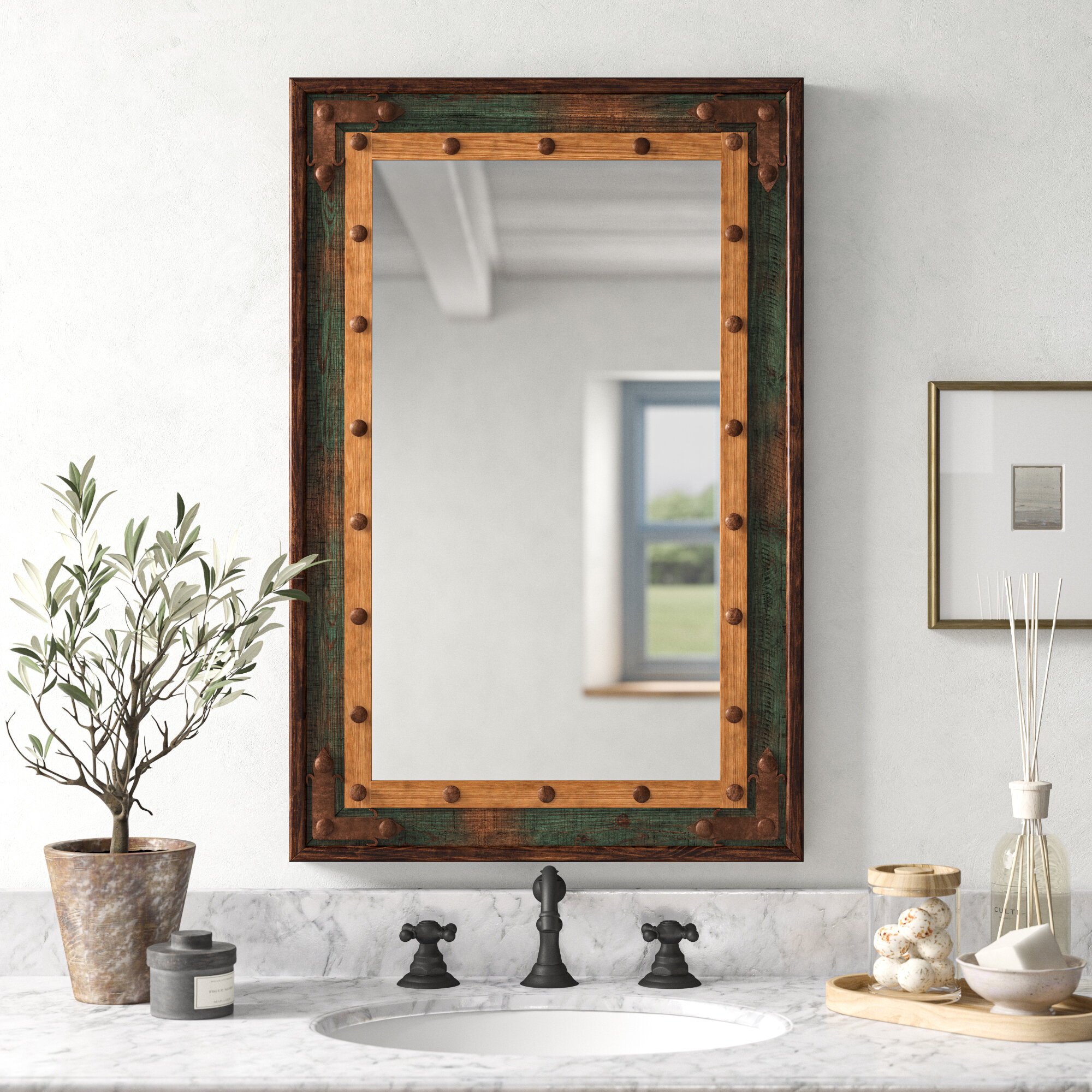 Birch Lane Gussie Rustic Distressed Bathroom Vanity Mirror Reviews Wayfair