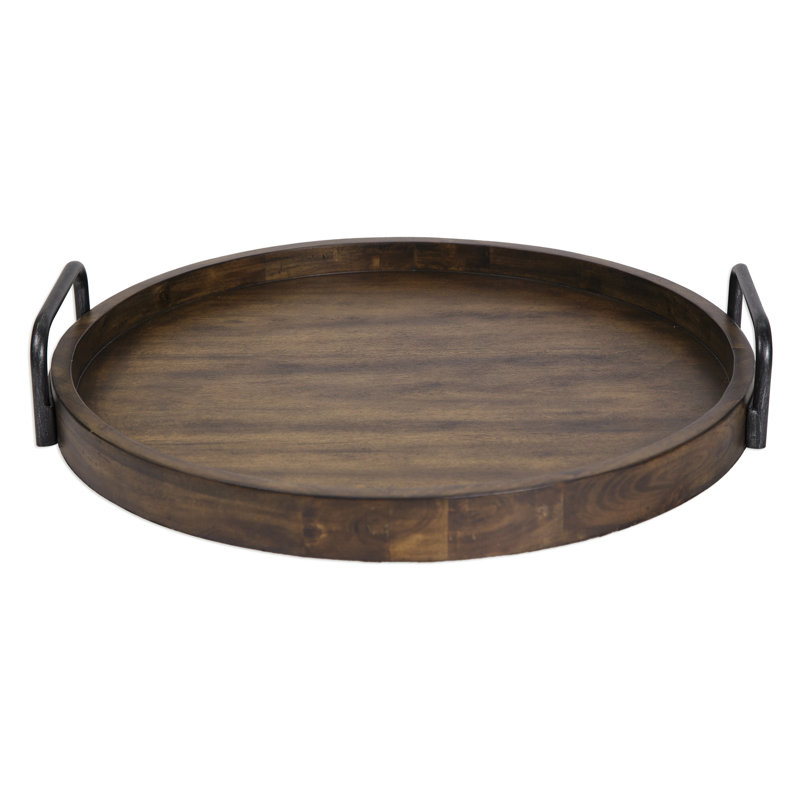 Newell Round Wooden Accent Tray