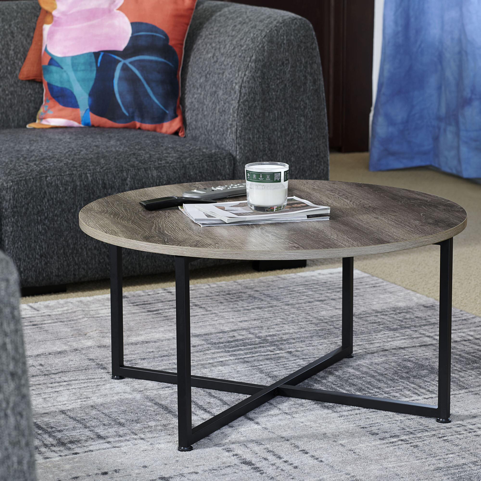 Saygoer Morden Coffee Table Irregular Living Room Table Drop Shape Accent Table Contmporary Style Leisure Tea Table Cocktail Table Walnut Oak 45Inch