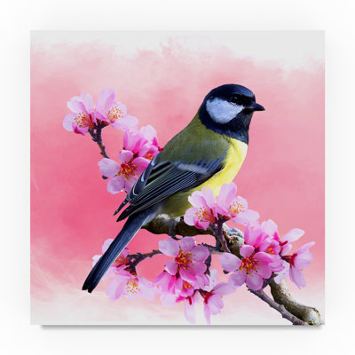 Spring Bird 3A Graphic Art Print on Wrapped Canvas Winston Porter Size 35 H x 35 W
