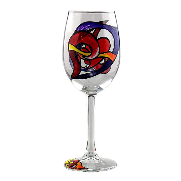 Red Barrel Studio Victoria Bella 564d474dcd8348699167c75f37368f8e 12 Oz Abstraction Drop Red White Wine Glass 8 1 4 High Goblet Wayfair