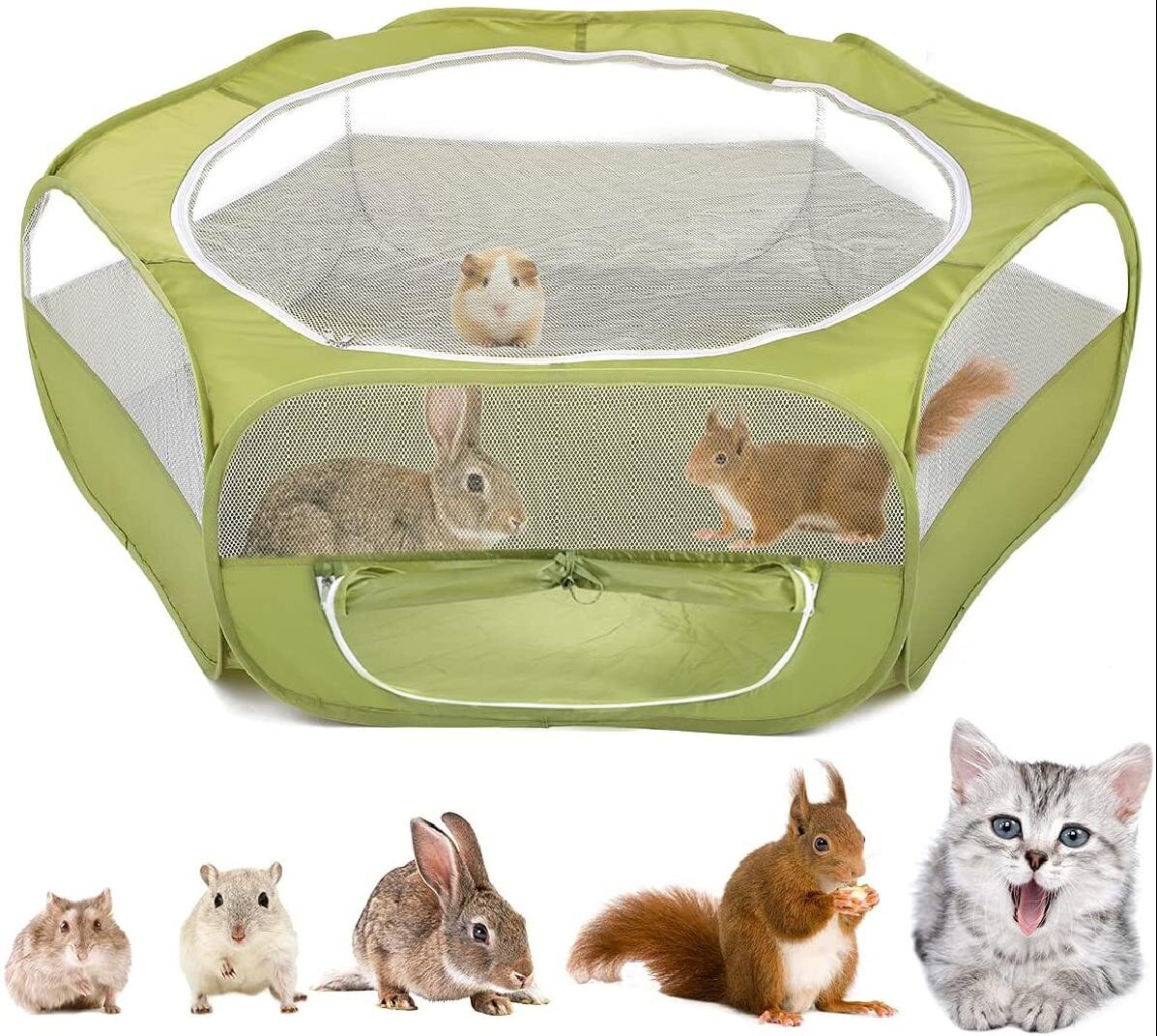 Open Portable Folding Yard Fence Chinchillas and Hedgehogs Attractive Eilane Small Animals Cage Tent Hamster Rabbits Outdoor Indoor for Guinea Pig Breathable & Transparent Pet Playpen