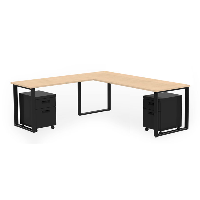 Wickstrom 72 X 30 Desk With 48 24 Return And 2 Mobile Pedestals Designer White Laminate Silver Finish Wickstrom 72 X 30 Desk With 48 24 Return And 2 Mobile Pedestals Designer White Laminate Silver Finish