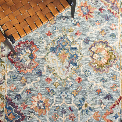 Oriental Hand Tufted Wool/Cotton Area Rug in Gray/Green