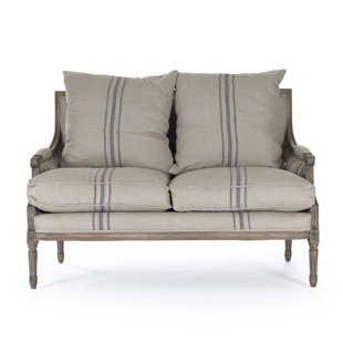 Bodil Khaki Linen Loveseat by One Allium Way