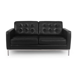 Go to store & view more images Corrigan Studio Agostini Mid-Century Leather Loveseat