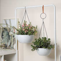GFEU Round Self-Watering Hanging Planters for Indoor Outdoor Plants Garden Hanging Baskets for Plants with Drainer and Chain Red