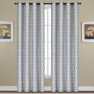 Oakland Geometric Semi Sheer Grommet Single Curtain Panel