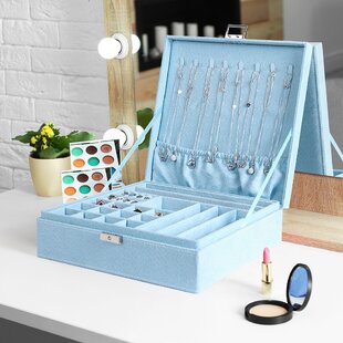 Details about   Square Jewelry Storage Velvet Jewelry Box Display Case For Ring Necklace Earring 