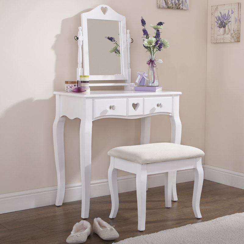 August Grove Veras Dressing Table Set With Mirror Reviews Veras Dressing Table Set With Mirror