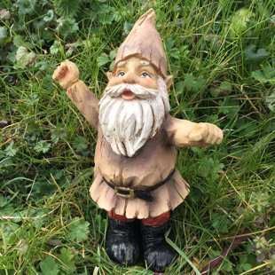 Outdoor Garden Gnomes Wayfair Co Uk Celebrating Arms In The Air Woodland Gnome Outdoor Garden Statue