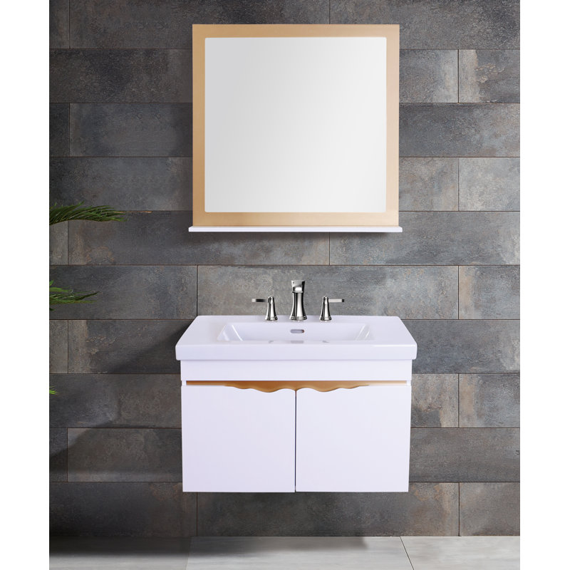 Everly Quinn Mandell 32 Wall Mounted Single Bathroom Vanity Set With Mirror Wayfair