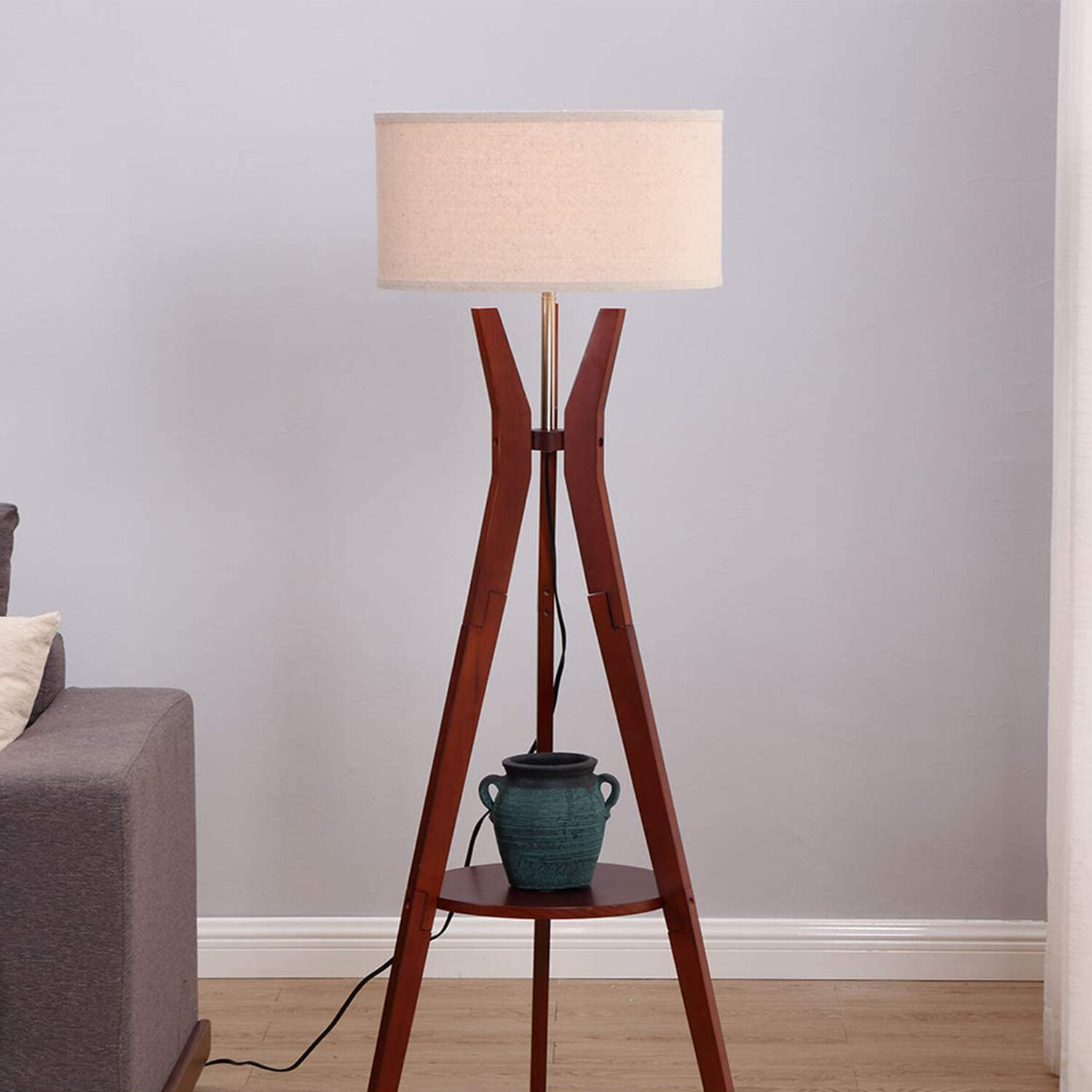 mid century modern wood floor lamps