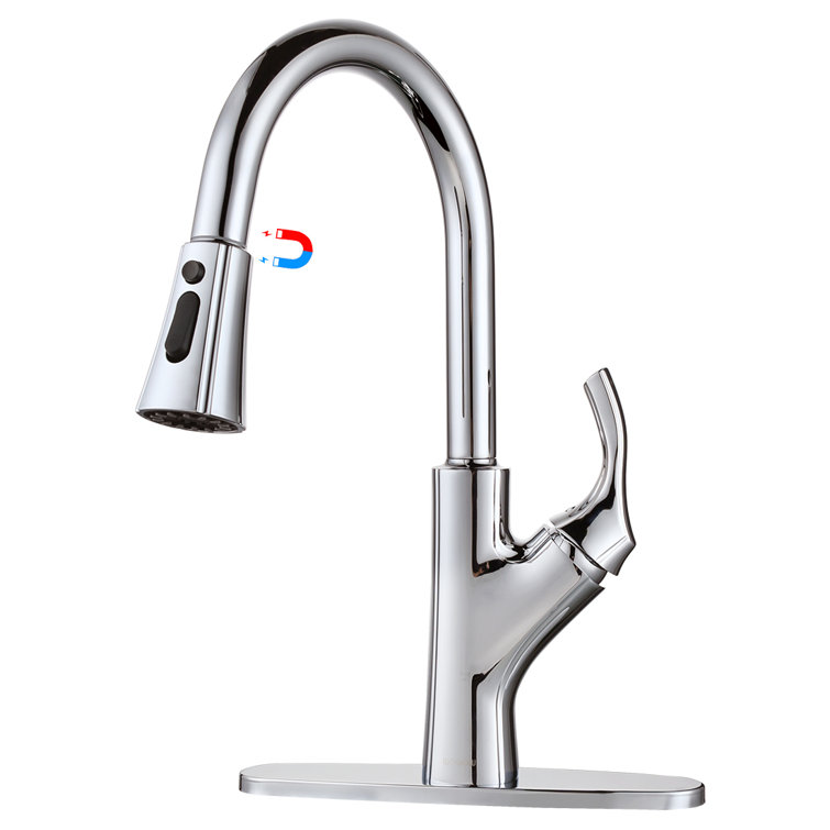 Wowow Kitchen Faucet With Pull Down Sprayer And Magnetic Docking Spray Head High Arc Pull Out Kitchen Sink Faucets