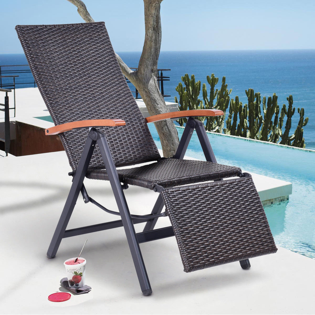 Laude Run Kutsi Patio Garden Folding Reclining Chaise Lounge Laude Run Kutsi Patio Garden Folding