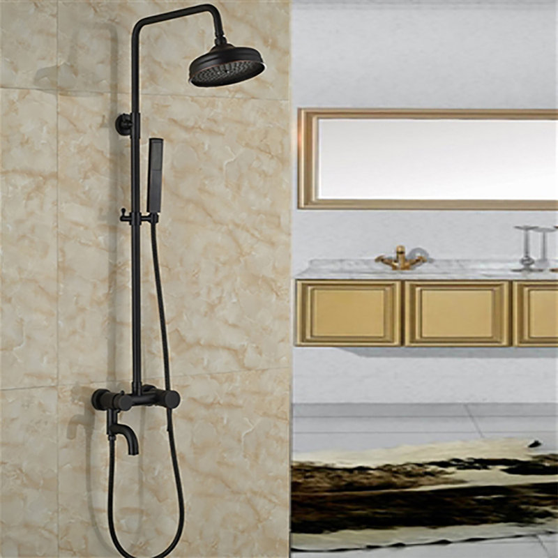 Thermostatic 12 Led Oil Rubbed Bronze Rainfall Shower Faucet Combo Set System