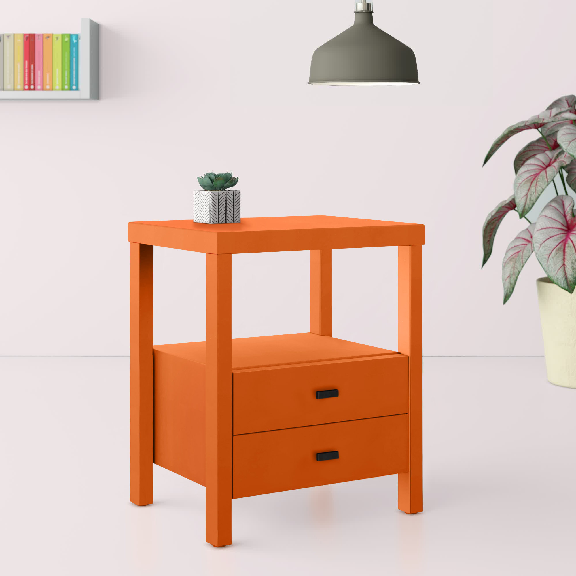 orange wood nightstand