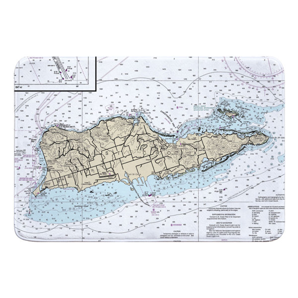 Breakwater Bay Nautical Chart St Croix Usvi Rectangle Memory Foam Non Slip Bath Rug Wayfair