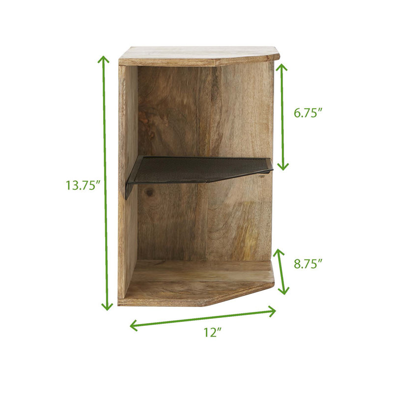 Mind Reader 14 H X 12 W Mango Wood Iron 2 Tier Corner Shelf