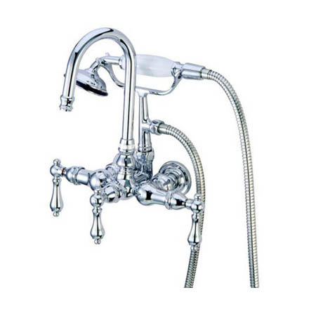 Elements Of Design Vintage Triple Handle Wall Mounted Clawfoot Tub Faucet With Handshower Reviews Wayfair
