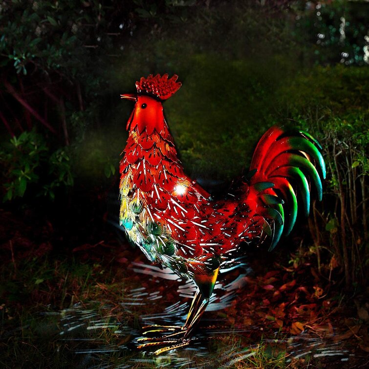 Outdoor LED Light Patio Lawn Back Yard Color Chicken Statue Decoration,13.98 WX5.9 DX16.74 H Kircust Solar Metal Rooster Animal Lights Garden Sculptures Art Decor 