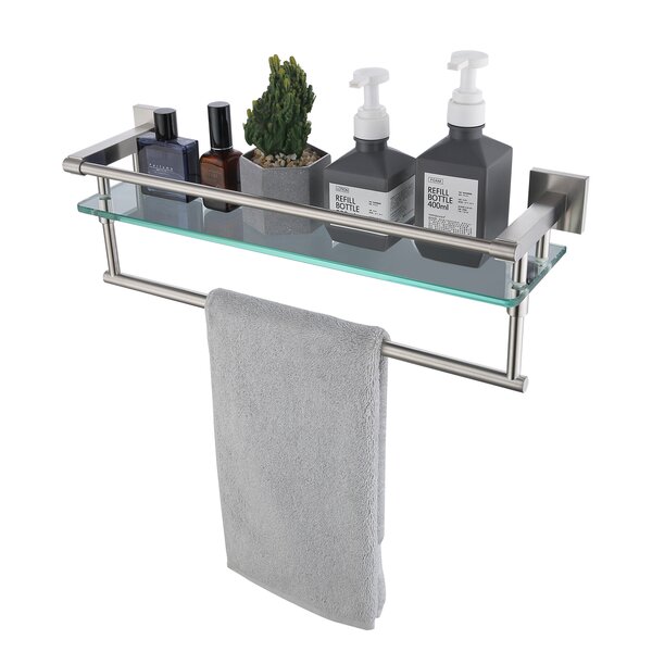 Wall Mounted Glass Shelves Curved Kit Shelf-Made Satin Nickel 8" x 12" Hold 25lb 