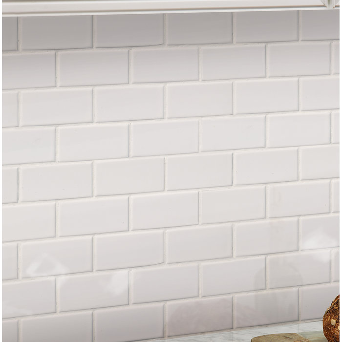 Staggered 2 X 4 Porcelain Subway Tile In White Staggered 2 X 4 Porcelain Subway Tile In White
