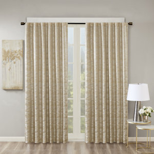 Westfall Damask Max Blackout Thermal Rod Pocket Tab Top Single Curtain Panel