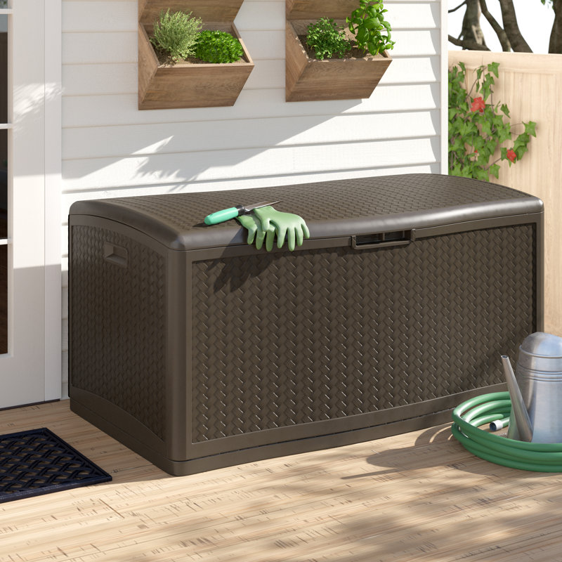 Suncast Java Herringbone Outdoor 124 Gallon Resin Deck Box ...