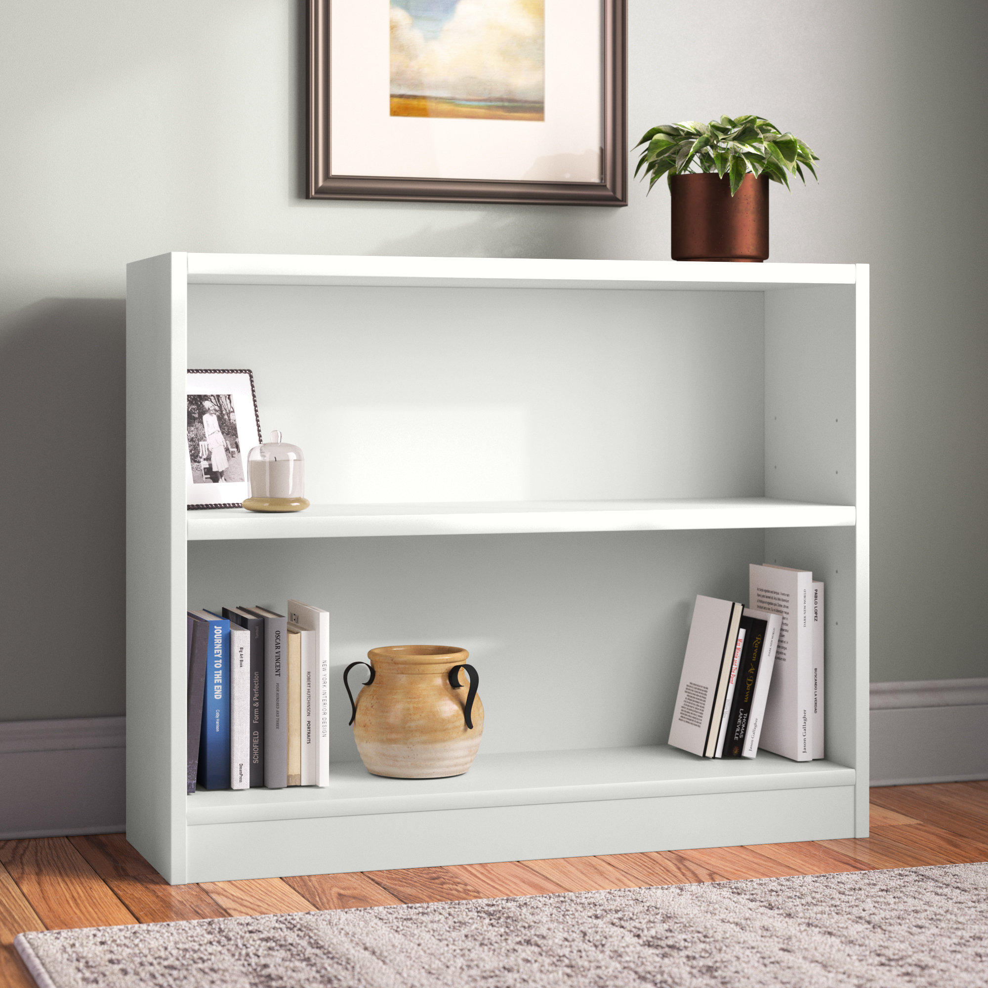 Adjustable Bookcase Low Bookshelf 3 Shelf Storage Book Display Small Black Oak 